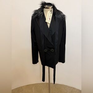 NWT Lanvin H&M Black Evening Jacket with Removable Faux Fur Collar